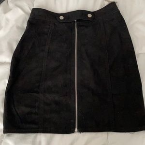 Suede zip up skirt